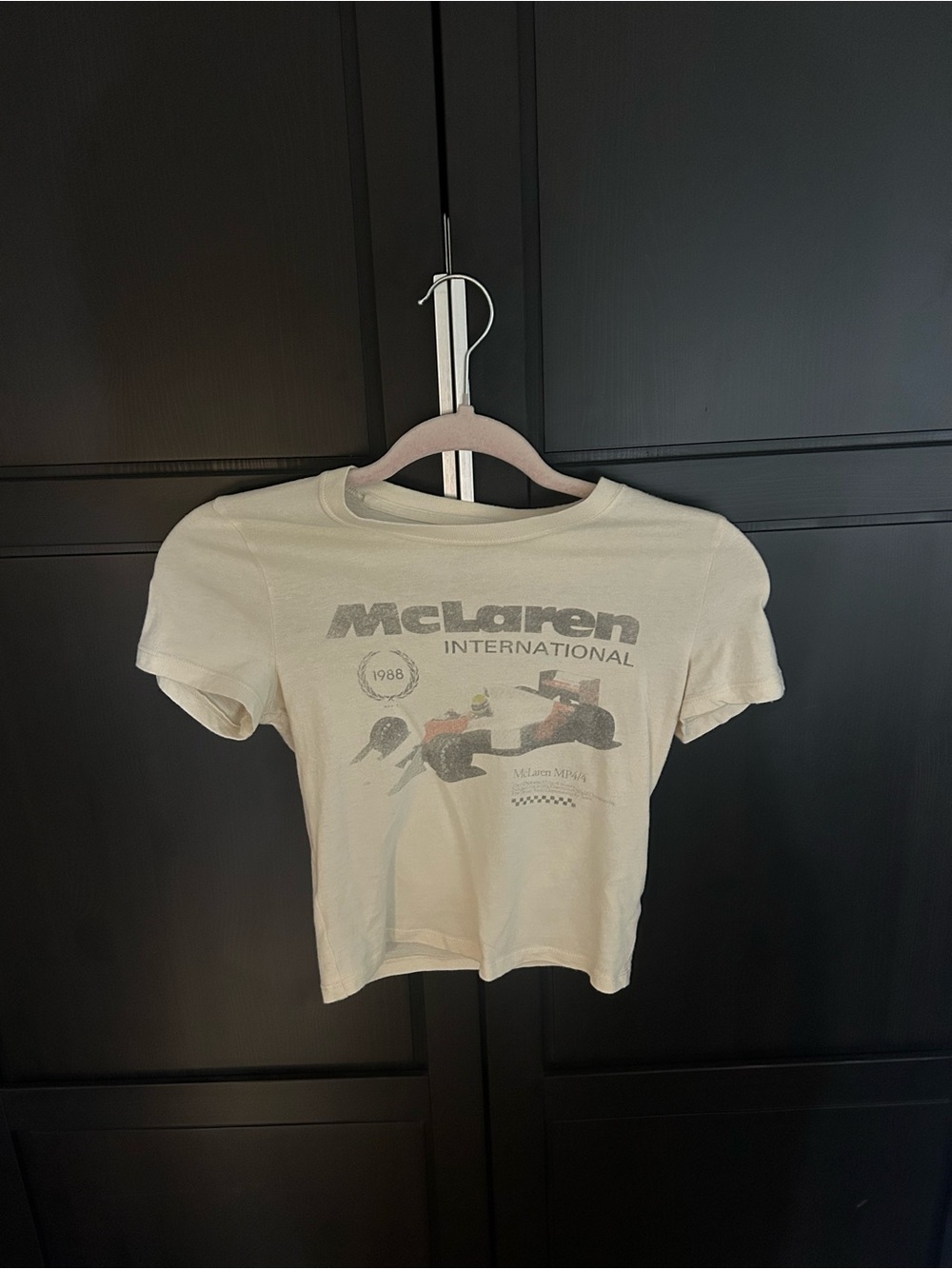 Hollister Cream McLaren Graphic Crop Tee - Women